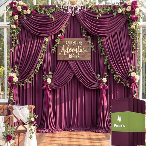 10ftx12ft تجاعيد حرة الستار الخلفي الأبيض ، 2 لوحات 12 قدم ارتفاع الستائر خلفية الزفاف الأبيض ، قطعة قماش حريري للبوليستر لقطات عيد ميلاد خلفية الحفلة الخلفية لفات in Kuwait