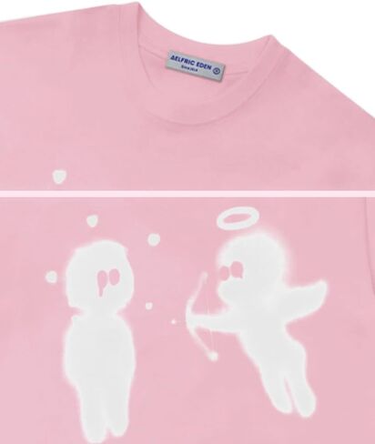 Aelfric Eden Mens Graphic Tees Cupid’s Love Arrow Oversized Tshirt Print Unisex Tee Y2K Causal Streetwear Tops in Saudi Arabia
