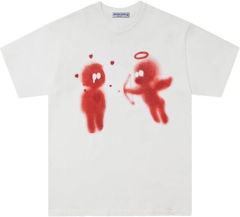 Aelfric Eden Mens Graphic Tees Cupid’s Love Arrow Oversized Tshirt Print Unisex Tee Y2K Causal Streetwear Tops in Saudi Arabia
