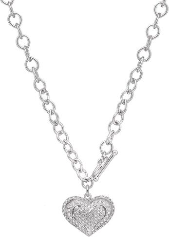 Spinningdaisy Silver Plated Crystal Breathing Heart Toggle Necklace in Saudi Arabia