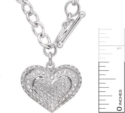 Spinningdaisy Silver Plated Crystal Breathing Heart Toggle Necklace in Saudi Arabia