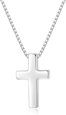 Solid 925 Sterling Silver Cross Necklace for Women Dainty Cross Pendant Necklaces Cute Small Jewelry 18"+2" Adjustable Chain Christian Religious Faith Gift in Saudi Arabia