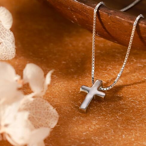 Solid 925 Sterling Silver Cross Necklace for Women Dainty Cross Pendant Necklaces Cute Small Jewelry 18"+2" Adjustable Chain Christian Religious Faith Gift in Saudi Arabia