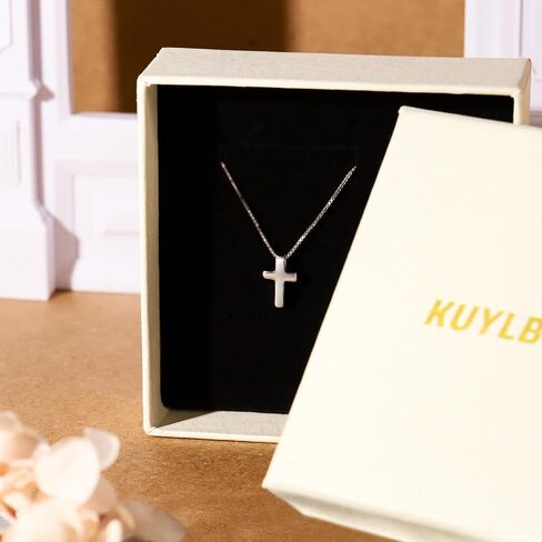 Solid 925 Sterling Silver Cross Necklace for Women Dainty Cross Pendant Necklaces Cute Small Jewelry 18"+2" Adjustable Chain Christian Religious Faith Gift in Saudi Arabia