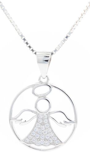 اتجاهات المجوهرات الملاك تشيكوسلوفاكيا قلادة من الفضة الاسترليني 18" in Kuwait