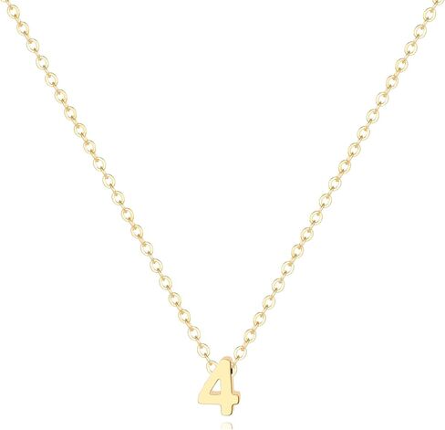 قلادة أرقام مطلية بالذهب 18 قيراط للنساء، قلادة رقم الحظ هدية عيد ميلاد مجوهرات شخصية in Kuwait