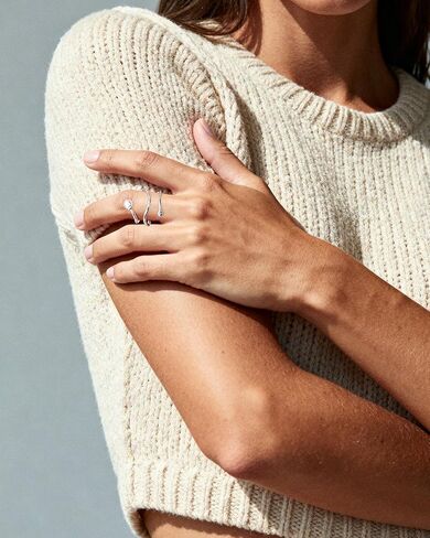 لؤلؤة فضية لولبية ملفوفة بحلقة مفتوحة، حلقة فريدة قابلة للتعديل للنساء in Kuwait