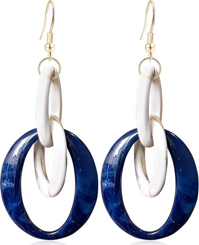 Bohemian Simplicity Acrylic Geometry Oval Circle Dangle Drop Earrings Lightweight Resin Chain Hook Earrings For Women in Saudi Arabia