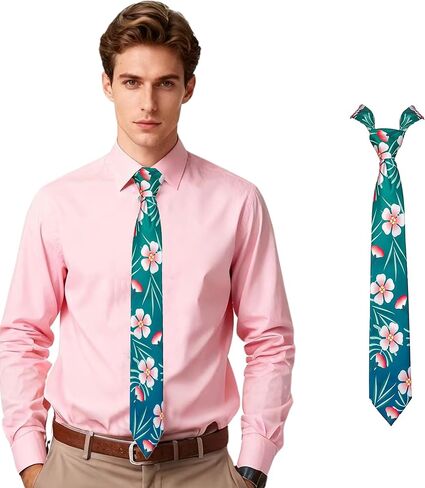 FVCENT Cosplay Tie Men's Printed Teal Green with Pink Flowers Tie Cartoon Movie Costume Props Role Playing Holiday Dress up Christmas Party Accessories in Kuwait
