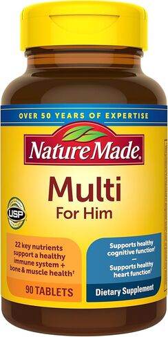 Nature Made Multivitamin For Him with No Iron, Mens Multivitamins for Daily Nutritional Support, Multivitamin for Men, 90 Tablets, 90 Day Supply in Kuwait