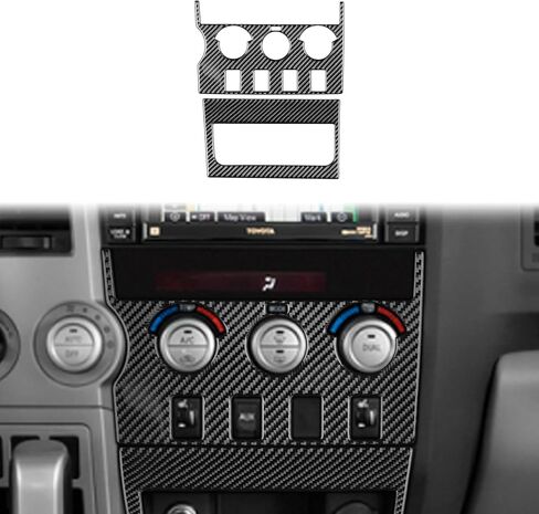 Car Air Conditioner Panel Cover Sticker Compatible with Toyota Tundra 2007 2008 2009 2010 2011 2012 2013 Carbon Fiber Accessories AC Control Knob Panel Black Type-A in Saudi Arabia
