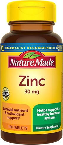 Nature Made Zinc 30 mg, Dietary Supplement for Immune Health and Antioxidant Support, 100 Tablets, 100 Day Supply in Kuwait