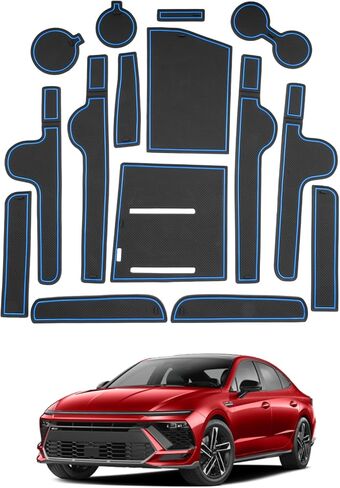 SHAOHAO for 2025 2026 Hyundai Sonata Car Door Slot Mat for 2024 2025 2026 Hyundai Sonata Accessories Center Console Mat Cup Holder Insert Liners Sonata 2025 2026 Car Door Pockets Mats Decor Pads in Saudi Arabia