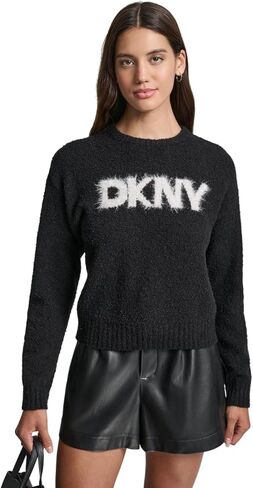 DKNY Women's Crew Neck Long Sleeve Logo Sweater in Saudi Arabia