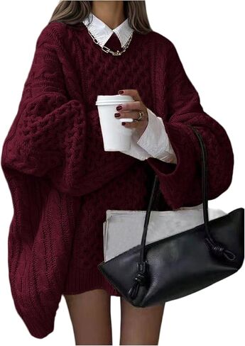Verdusa Women's Chunky Fall Sweaters Cable Knit Long Sleeve Loose Pullovers Going Out Outfits in Saudi Arabia