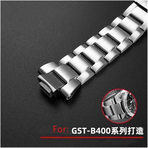 GST-B400 Convex solid stainless steel watch strap Fit for Casio watchband G-SHOCK GST-B400 men Metal modified Bracelet accessories(Silver) in Saudi Arabia