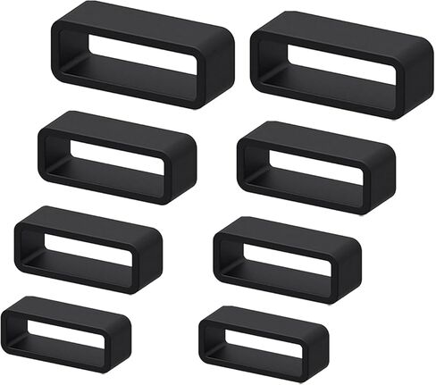 8Pcs Watch Band Keepers, Watch Strap Holder 18mm/20mm/22mm /24mm Rubber Watch Band Holder Loop, Replacement Band Strap for Smart Sport Watchers Clasp Ring Accessories (Black) in Kuwait