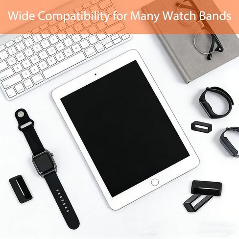 8Pcs Watch Band Keepers, Watch Strap Holder 18mm/20mm/22mm /24mm Rubber Watch Band Holder Loop, Replacement Band Strap for Smart Sport Watchers Clasp Ring Accessories (Black) in Kuwait