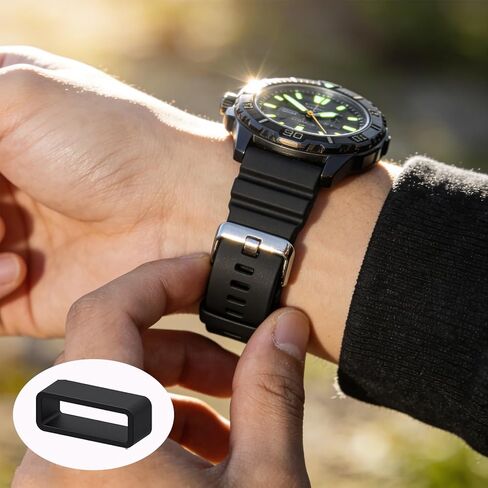 8Pcs Watch Band Keepers, Watch Strap Holder 18mm/20mm/22mm /24mm Rubber Watch Band Holder Loop, Replacement Band Strap for Smart Sport Watchers Clasp Ring Accessories (Black) in Kuwait