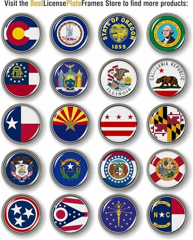 Illinois State Flag 3D Domed CAR Emblem Badge Sticker Chrome Metal Round Bezel in Saudi Arabia