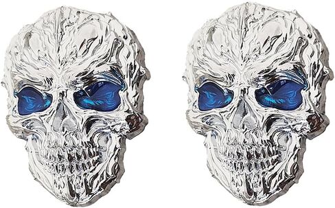 2Pcs Skull Head Logo Car Emblem 3D Metal Devil Skeleton Skull Sticker for Car Bike Trucks Motorcycle,Laptop Luggage Automotive Decorative Fashion Styling Badge Accessories Universal (Black) in Saudi Arabia