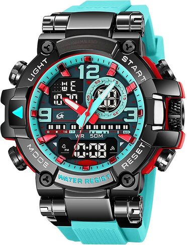 findtime Watches for Men Military Digital Watch Large Face Tactical Waterproof Watch Unique Colors Analog LED Backlight Sports Alarm Stopwatch Wristwatch for Mens Watches in Saudi Arabia