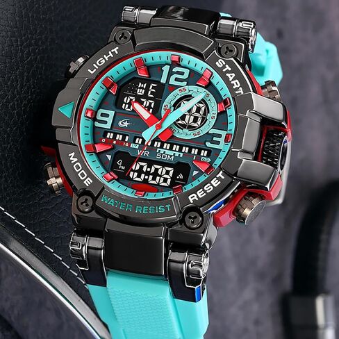 findtime Watches for Men Military Digital Watch Large Face Tactical Waterproof Watch Unique Colors Analog LED Backlight Sports Alarm Stopwatch Wristwatch for Mens Watches in Saudi Arabia