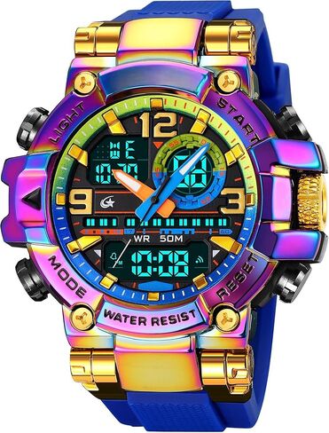 findtime Watches for Men Military Digital Watch Large Face Tactical Waterproof Watch Unique Colors Analog LED Backlight Sports Alarm Stopwatch Wristwatch for Mens Watches in Saudi Arabia