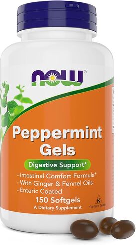 NOW Supplements، جل بالنعناع مع زيوت الزنجبيل والشمر، مغلف معويًا، لدعم الجهاز الهضمي*، 90 كبسولة هلامية in Kuwait
