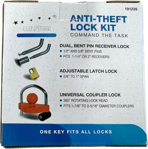 Heavy-Duty Anti-Theft Universal Trailer Hitch Lock Set, Adjustable 5/8" to 1" Latch Lock, Dual Receiver Lock for 1-7/8" to 2-5/16" Couplers in Kuwait