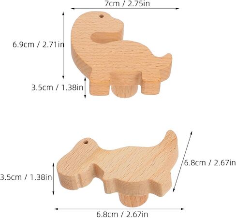 6pcs Wooden Dinosaur Cabinet Knobs with Screws, Drawer Pulls Animal Pattern Handles for Nursery, Dresser, and Closet Furniture Decoration in Kuwait