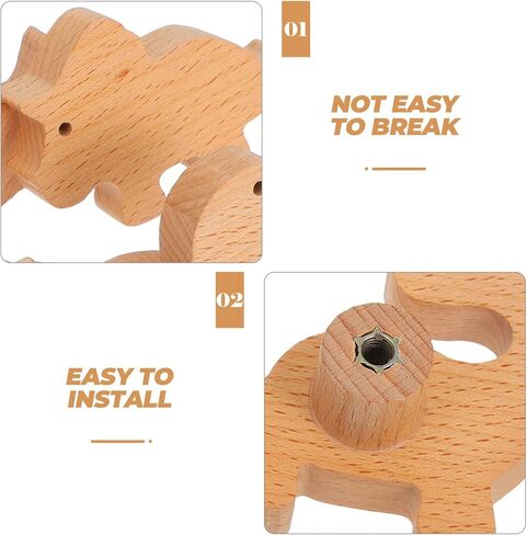 6pcs Wooden Dinosaur Cabinet Knobs with Screws, Drawer Pulls Animal Pattern Handles for Nursery, Dresser, and Closet Furniture Decoration in Kuwait