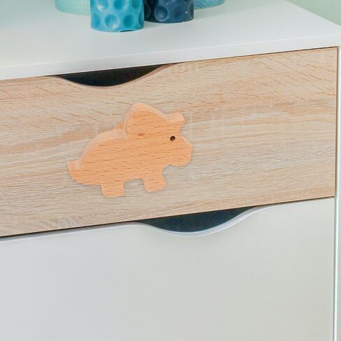 6pcs Wooden Dinosaur Cabinet Knobs with Screws, Drawer Pulls Animal Pattern Handles for Nursery, Dresser, and Closet Furniture Decoration in Kuwait