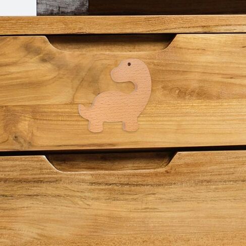 6pcs Wooden Dinosaur Cabinet Knobs with Screws, Drawer Pulls Animal Pattern Handles for Nursery, Dresser, and Closet Furniture Decoration in Kuwait