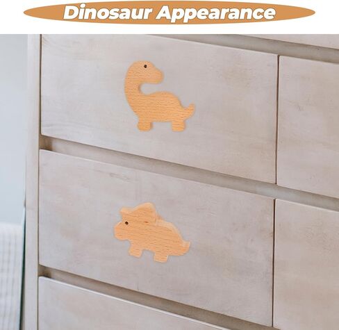 6pcs Wooden Dinosaur Cabinet Knobs with Screws, Drawer Pulls Animal Pattern Handles for Nursery, Dresser, and Closet Furniture Decoration in Kuwait