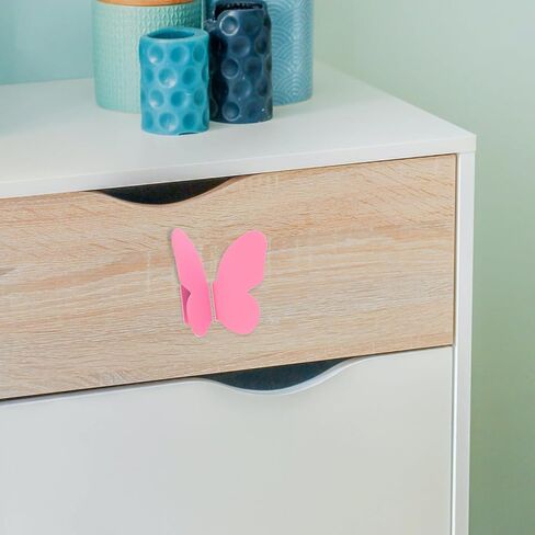 Sewroro Butterfly Drawer Handles for Dresser and Wardrobe, Pink Decorative Cabinet Knobs, Furniture Pulls for ’ Room Cabinets, 1 Pair in Saudi Arabia