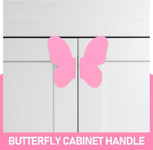 Sewroro Butterfly Drawer Handles for Dresser and Wardrobe, Pink Decorative Cabinet Knobs, Furniture Pulls for ’ Room Cabinets, 1 Pair in Saudi Arabia