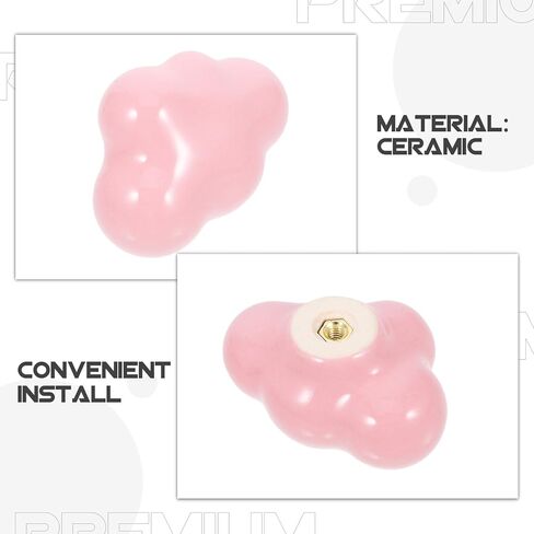 2pcs Cloud Shape Ceramic Door Handles for ’ Room Wardrobe and Drawer Pulls, Cute Pink Ceramic Cabinet Knobs for Boys and Bedroom Furniture in Kuwait