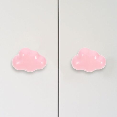 2pcs Cloud Shape Ceramic Door Handles for ’ Room Wardrobe and Drawer Pulls, Cute Pink Ceramic Cabinet Knobs for Boys and Bedroom Furniture in Kuwait