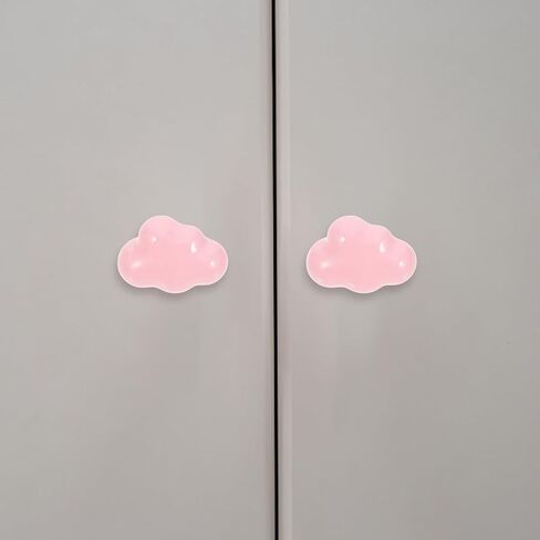 2pcs Cloud Shape Ceramic Door Handles for ’ Room Wardrobe and Drawer Pulls, Cute Pink Ceramic Cabinet Knobs for Boys and Bedroom Furniture in Kuwait