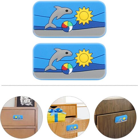 4pcs Cartoon Printed Rubber Cabinet Door Knobs Drawer Pull Handles Blue Single-Hole Furniture Accessories for ’ Room Cabinets and Wardrobes in Saudi Arabia