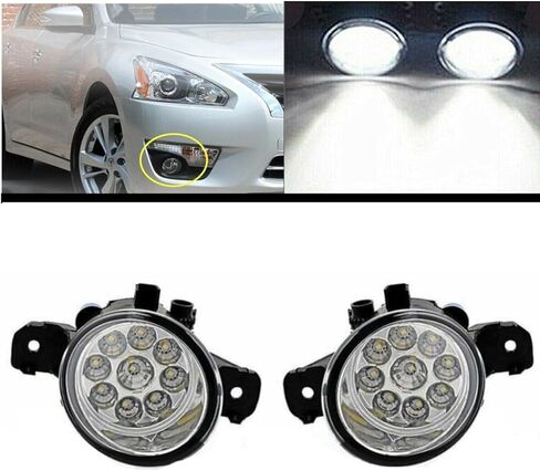 زوج من 9 مصابيح قيادة LED لمصابيح الضباب متوافقة مع Altima Sentra Rogue FIT OE 26155-89927، 26150-89927؛ NI2593117، NI2592117 in Kuwait