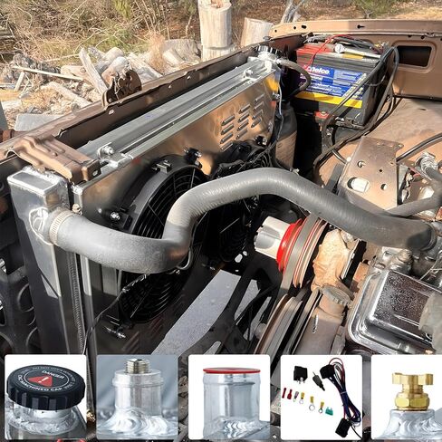 مشعاع ألومنيوم 4 صف مع مجموعة تتابع مروحة الكفن لـ 1973-1991 Chevy GMC C10 C20 C30 K10 K30 C1500 C2500 C3500 Jimmy Blazer Truck Pickup Suburban مشعات CC716 in Kuwait