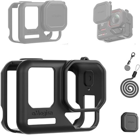 علبة السيليكون لـ Insta360 Ace Pro 2 ، غطاء واقي مع غطاء عدسة السيليكون لـ Insta360 Ace Pro2 (أسود) in Kuwait