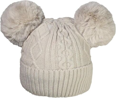 Quality Womens Knit Cap Plush Lined W/2 Large Pom Poms in Saudi Arabia