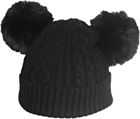 Quality Womens Knit Cap Plush Lined W/2 Large Pom Poms in Saudi Arabia