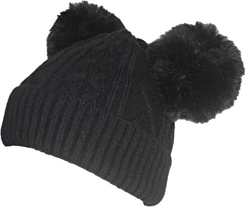 Quality Womens Knit Cap Plush Lined W/2 Large Pom Poms in Saudi Arabia