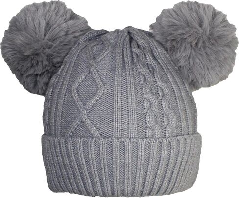 Quality Womens Knit Cap Plush Lined W/2 Large Pom Poms in Saudi Arabia