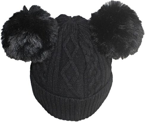 Quality Womens Knit Cap Plush Lined W/2 Large Pom Poms in Saudi Arabia