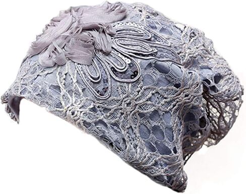 Queenbox Womens Lace Flower Beanie Hat Cap Turban Beige in Saudi Arabia